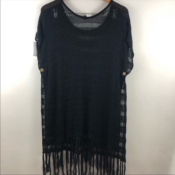 Polo Ralph Lauren Black Crochet Fringe Cover Up Swim S - Picture 4 of 7